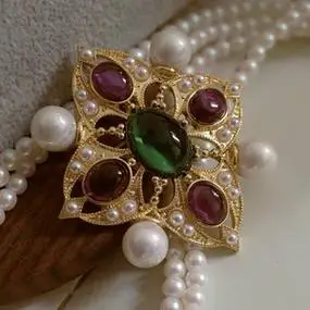 包邮  复古董风vintage奢华胸针巴洛克欧洲宫廷宝石胸花领针