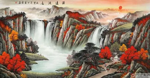 已售吴东六尺聚宝盆山水画源远流长