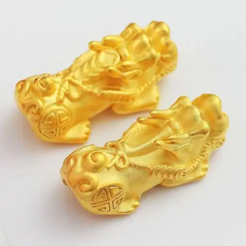 越南沙金貔貅横穿diy手串招财貔貅里外一色黄铜镀厚金手链配件