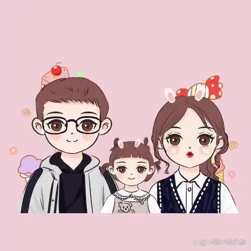 全家福漫画头像,一家三口,四口家庭头像,满满的仪式感