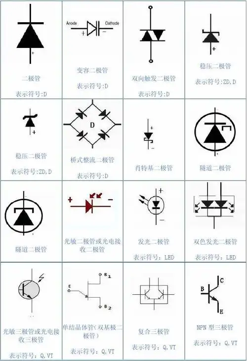 各种电子元件符号