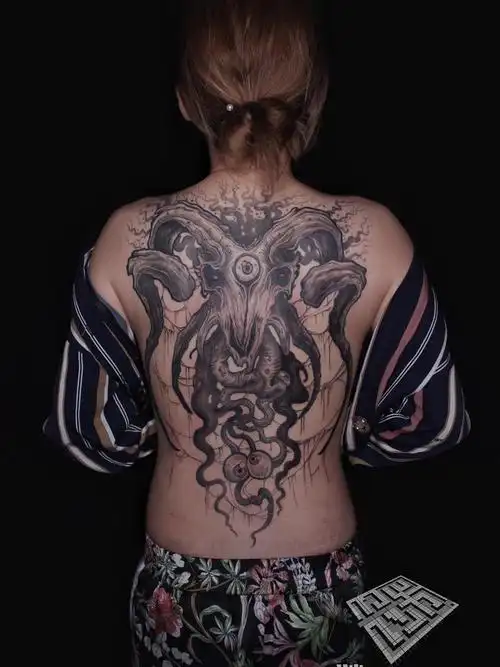 满背撒旦_纹身图案手稿图片_剑豪的纹身作品集