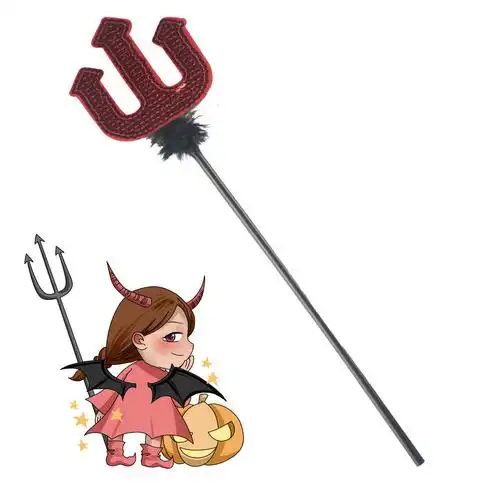 鬼节万圣节用品舞会舞台演出道具恶魔叉子亮片红色三叉儿童玩具