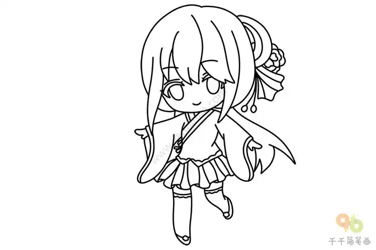 天然呆二次元小女孩简笔画