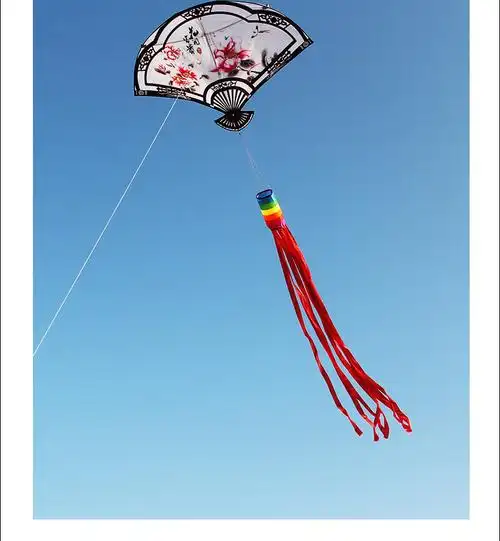 2022新款潍坊传统风筝如意扇子长尾大型成人风筝线轮微风好飞易飞红色