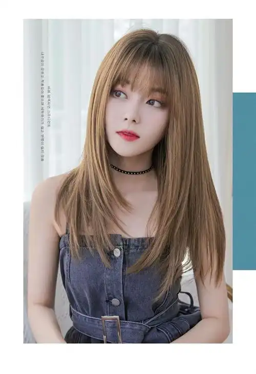 整顶假发女中长碎发逼真自然全头套长直发空气刘海蓬松假发套女