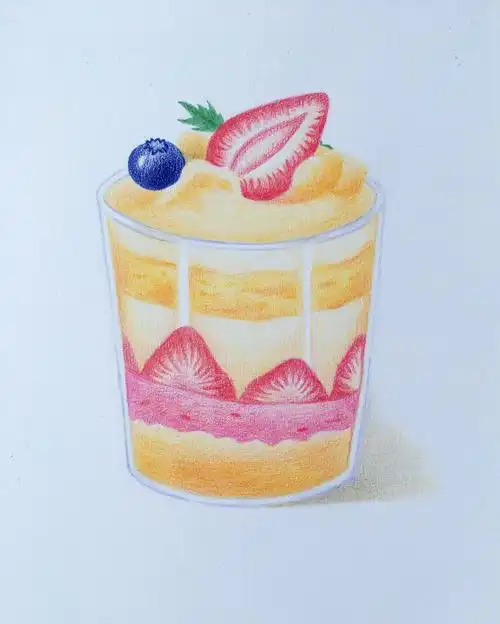 临摹一杯奶油蛋糕彩铅