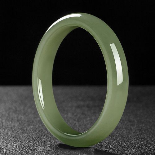 新疆和田玉浅青手镯女款玉石珠宝正品带证书玉手镯