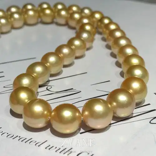 福利款金黄色南洋金珠项链18k天然海水珍珠串链锁骨链送妈妈