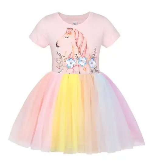 女童连衣裙秋装儿童长袖彩虹裙子小女孩超洋气公主裙蓬蓬纱裙