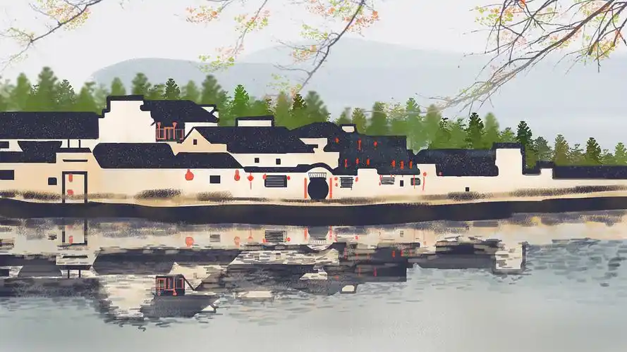 最美西塘古镇江南水乡手绘插画