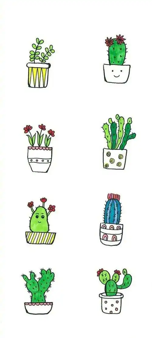 可可爱爱的小盆栽手账简笔画