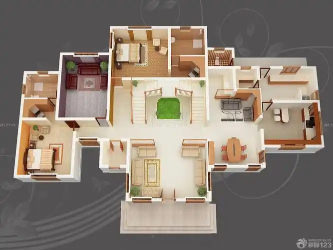 农村二层别墅洋房立体户型图片_装信通网效果图