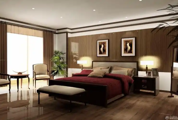 中式田园风格咖啡色背景墙面设计案例