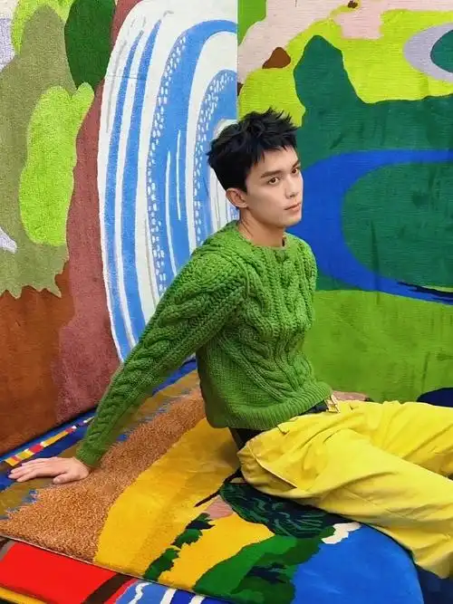 吴磊绿毛衣#吴磊×loewe 罗意威太春天的颜色了#吴磊撑脸照