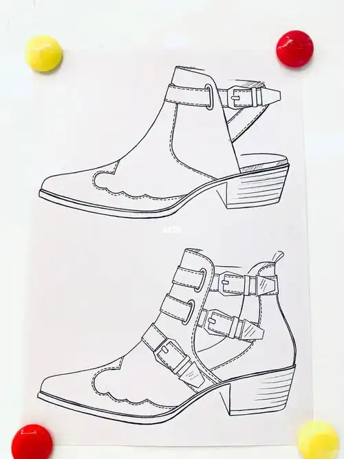 设计手稿#女鞋#靴子#镂空凉靴#春夏凉靴#复古风#西部牛仔#鞋履设计#最