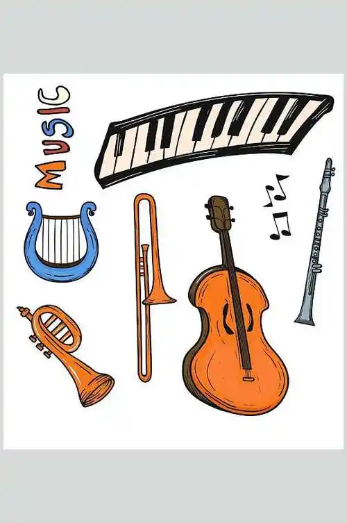 潮流音乐乐器插画矢量海报素材