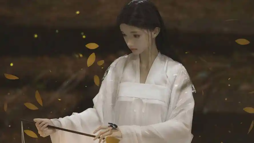 古风 白衣女孩 树叶 蝴蝶 3d 5k高清动漫壁纸