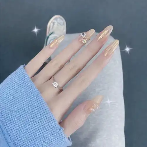 茹诗妮长款穿戴美甲手假指甲贴片网红ins美甲贴片法式链条甲片成品长