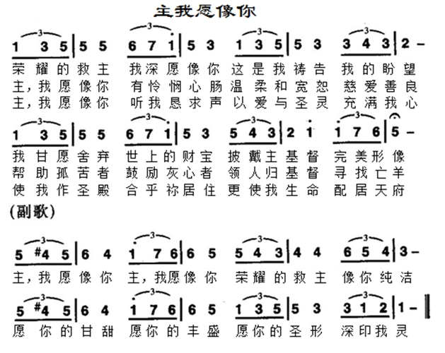 主我愿像你 歌谱 简谱
