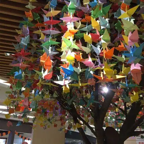 傲悦彩色手工千纸鹤折纸成品节日活动装扮用品婚礼橱窗主题餐厅挂手工