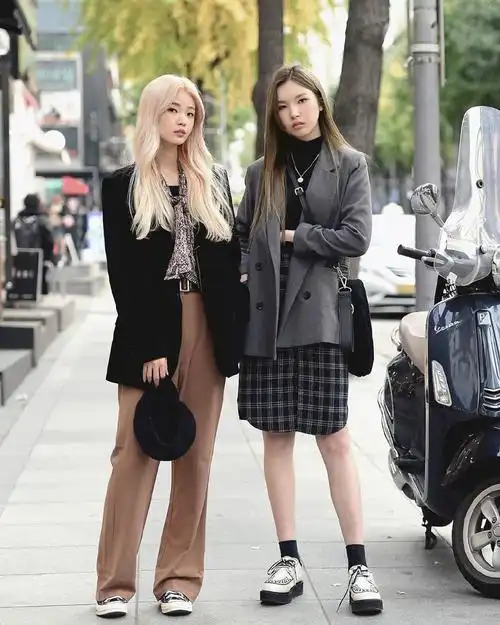 韩国街拍|姐妹出街穿什么-街拍look