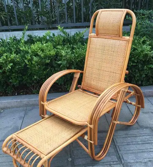 阳台藤椅摇椅印尼真藤躺椅成人摇摇椅折叠午休椅睡椅老人椅