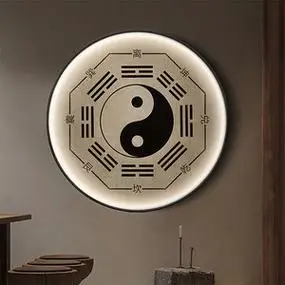 养生馆装饰画玄关客厅太极五行八卦图挂画易经led灯风水易经壁画