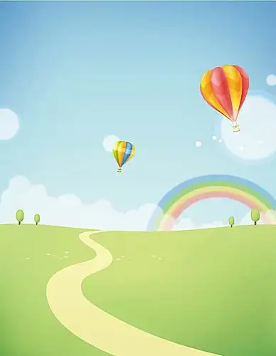 矢量卡通儿童插画草地风景背景素材