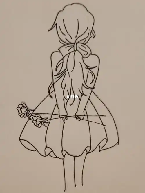 动漫人物简笔画少女背影