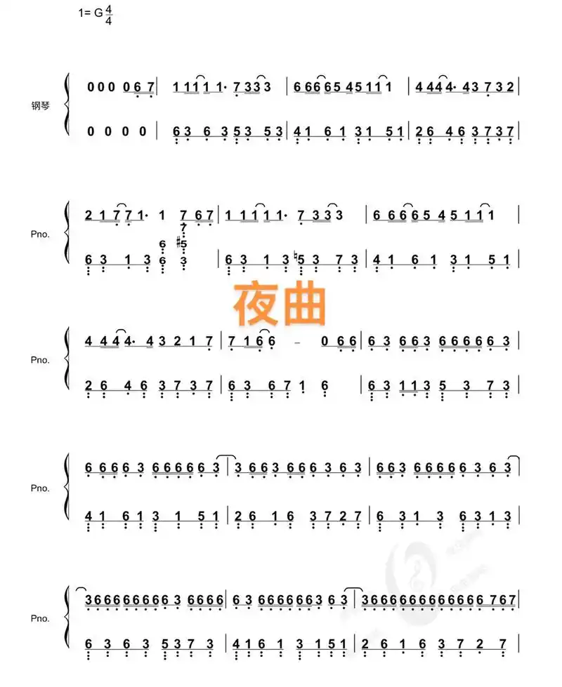 夜曲简谱来咯～#钢琴谱 #简谱 #夜曲 - 抖音