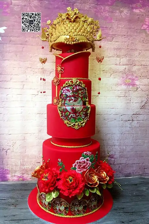 中国风婚礼翻糖蛋糕
