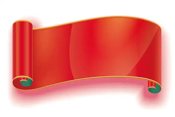 红色边框卷轴鼠年新年矢量素材