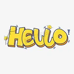 hello英文你好打招呼卡通立体矢量