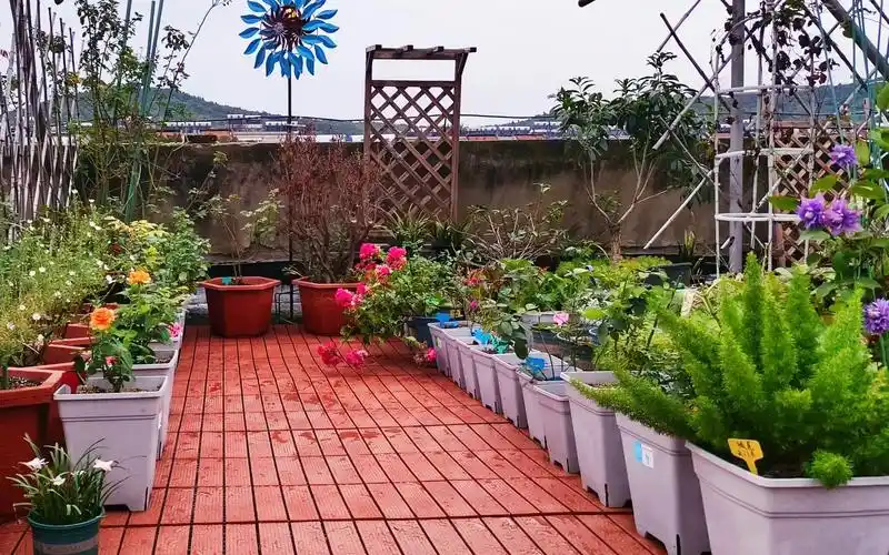 难怪说,人靠衣裳马靠鞍,耗时3小时把楼顶小花园铺上塑木地板后,颜值