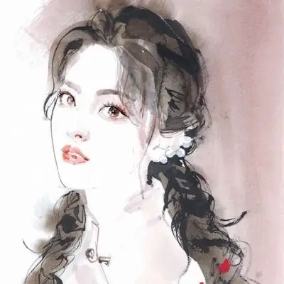 唐崎夜雨水墨手绘女生头像图源堆糖拟黎