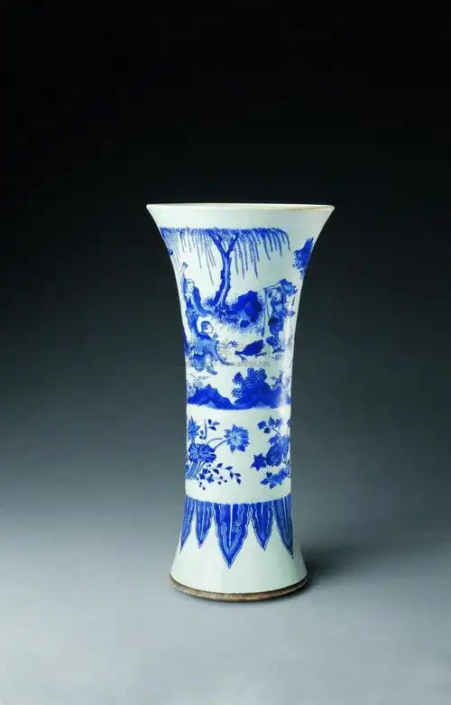 【明崇祯 青花人物图花觚】拍卖品_图片_价格_鉴赏_明代青花瓷器_雅昌