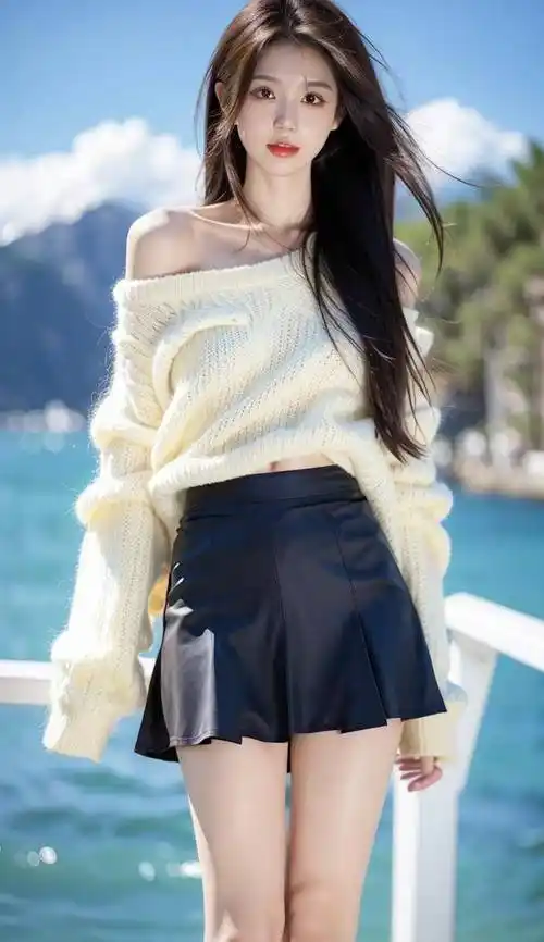 ai美女壁纸-海风与长发少女_女子_大自然_画面