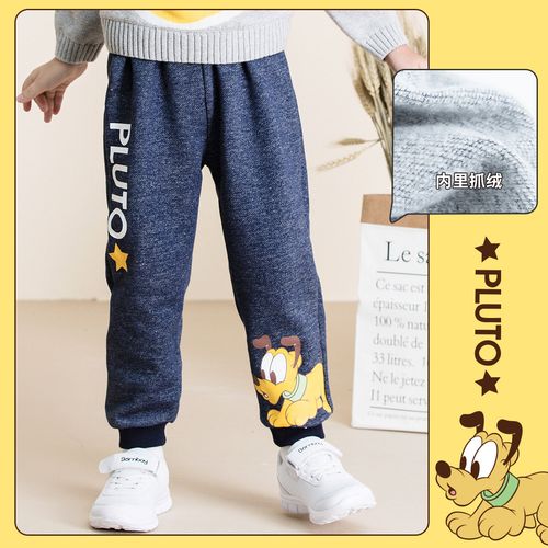 春秋季童装男童薄绒可爱卡通字母长裤婴幼裤子儿童仿牛仔裤装