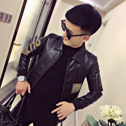 网红同款皮衣男修身社会小伙痞子百搭帅气皮夹克外套韩版潮流外衣