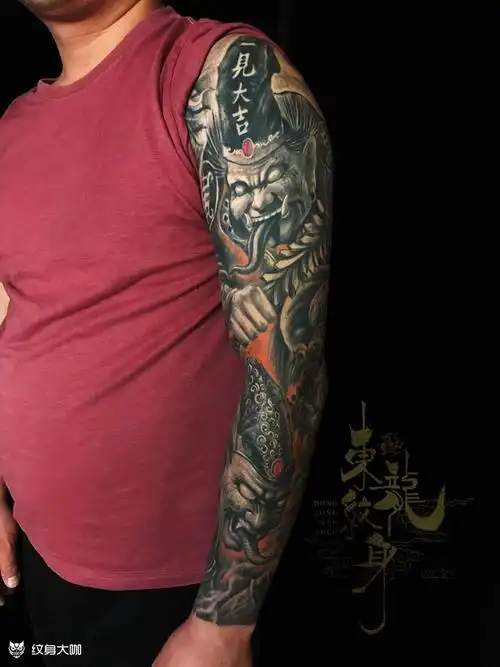 黑白无常花臂_纹身图案手稿图片_陈维国的纹身作品集