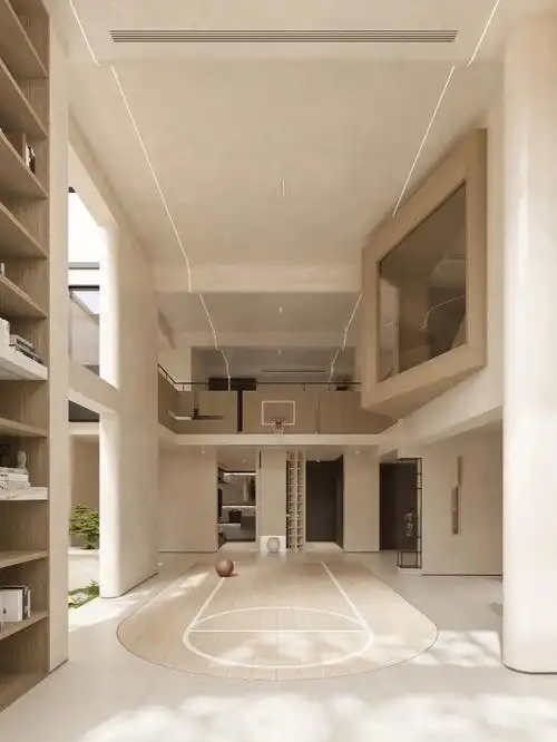 地下篮球场健身区600㎡现代极简别墅