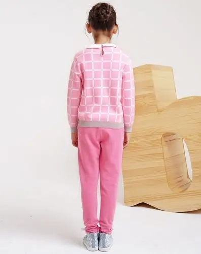 女童粉红色针织运动长裤