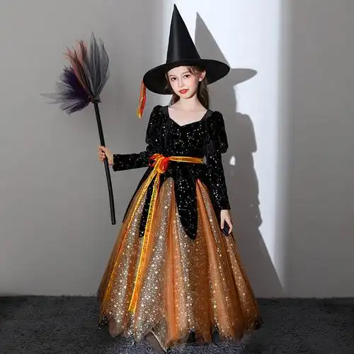 女童万圣节儿童服装公主化装舞会礼服小女孩巫婆coscosplay女装