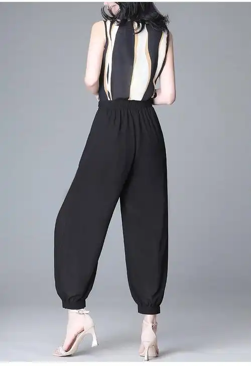 川峦屿灯笼裤女夏季薄款韩新版宽松显瘦百搭束脚高腰九分休闲哈伦小脚