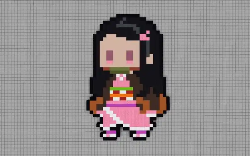 【像素画教程】q版鬼灭之刃祢豆子._单机游戏热门视频