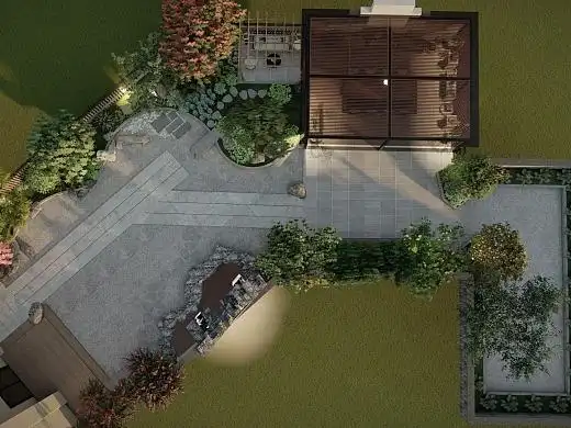 重庆长寿湖500平中式屋顶花园设计