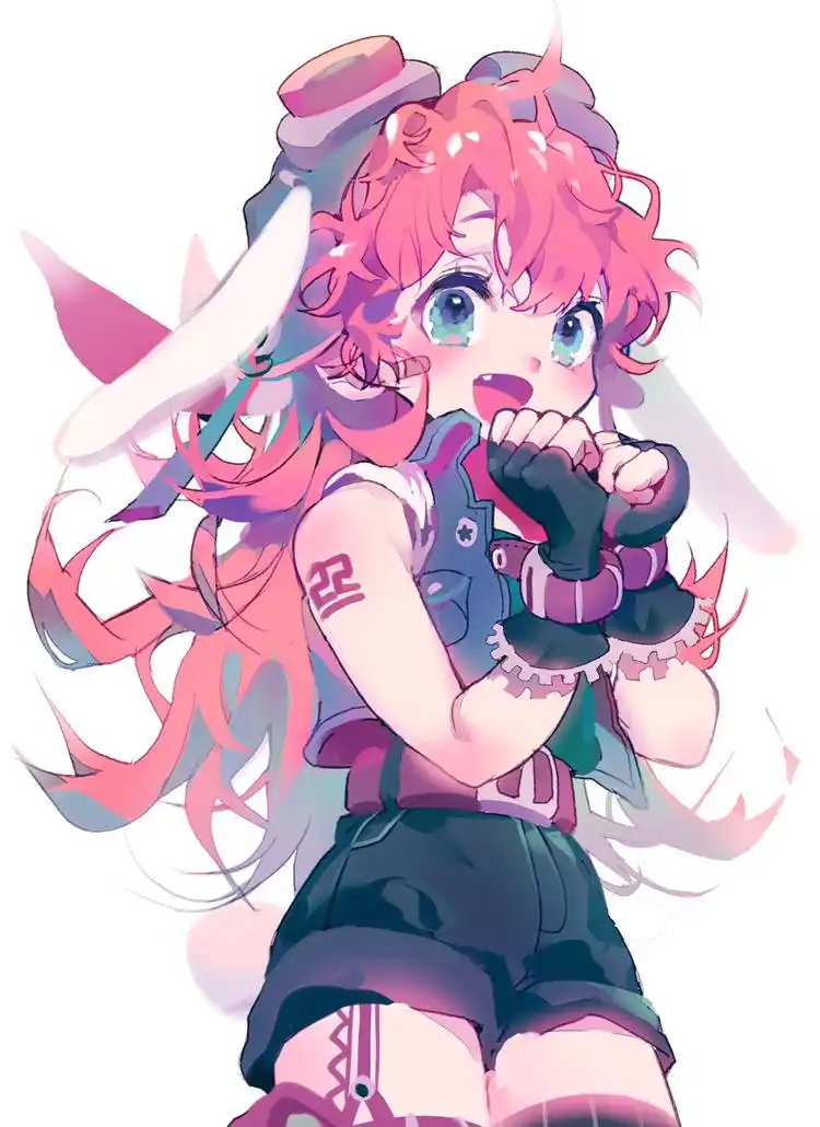 人物绘画,可爱的粉色系卡通女孩插画,表情画的超赞.文静害羞的女孩.作