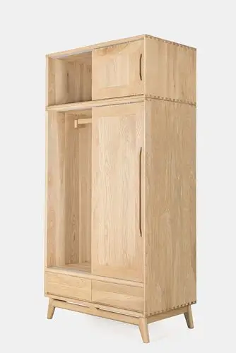 幽玄良品原创北欧日式橡木实木榫卯结构上下分体设计b款林音衣柜