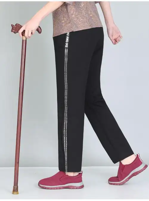 特大码老太太裤子加肥加大夏季老年人女薄款老人运动裤70岁奶奶夏天